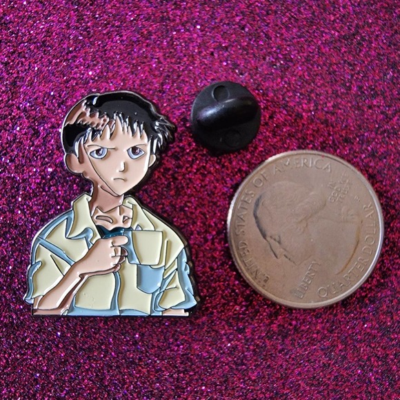 3/$20 Shinji Ikari Holding Cup of Coffee Evangelion Neon Genesis Anime Enamel - Picture 2 of 2